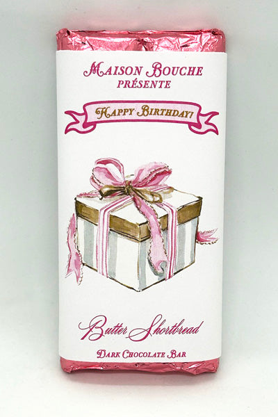 Happy Birthday Butter Shortbread Gift Box Chocolate Bar (Striped Ribbon)