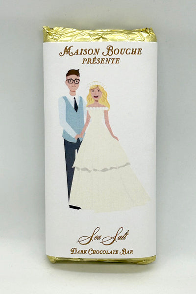 Casual Wedding Couple Sea Salt Chocolate Bar #1