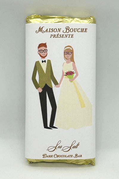 Casual Wedding Couple Sea Salt Chocolate Bar #3