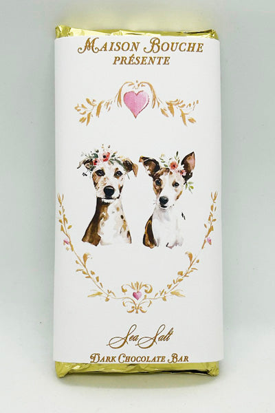 Wedding Dog Couple Sea Salt Chocolate Bar