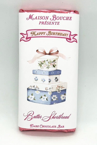 Happy Birthday Butter Shortbread Gift Box Chocolate Bar (Blue Floral)