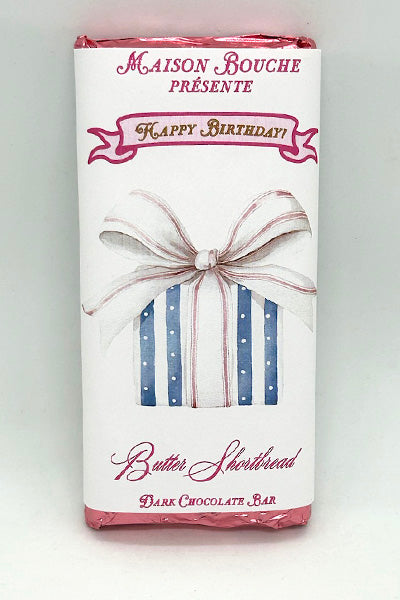 Happy Birthday Butter Shortbread Gift Box Chocolate Bar (Blue Striped)