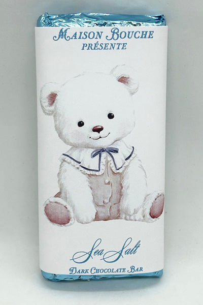 Baby Boy Sea Salt Chocolate Bar (White Teddy Bear)