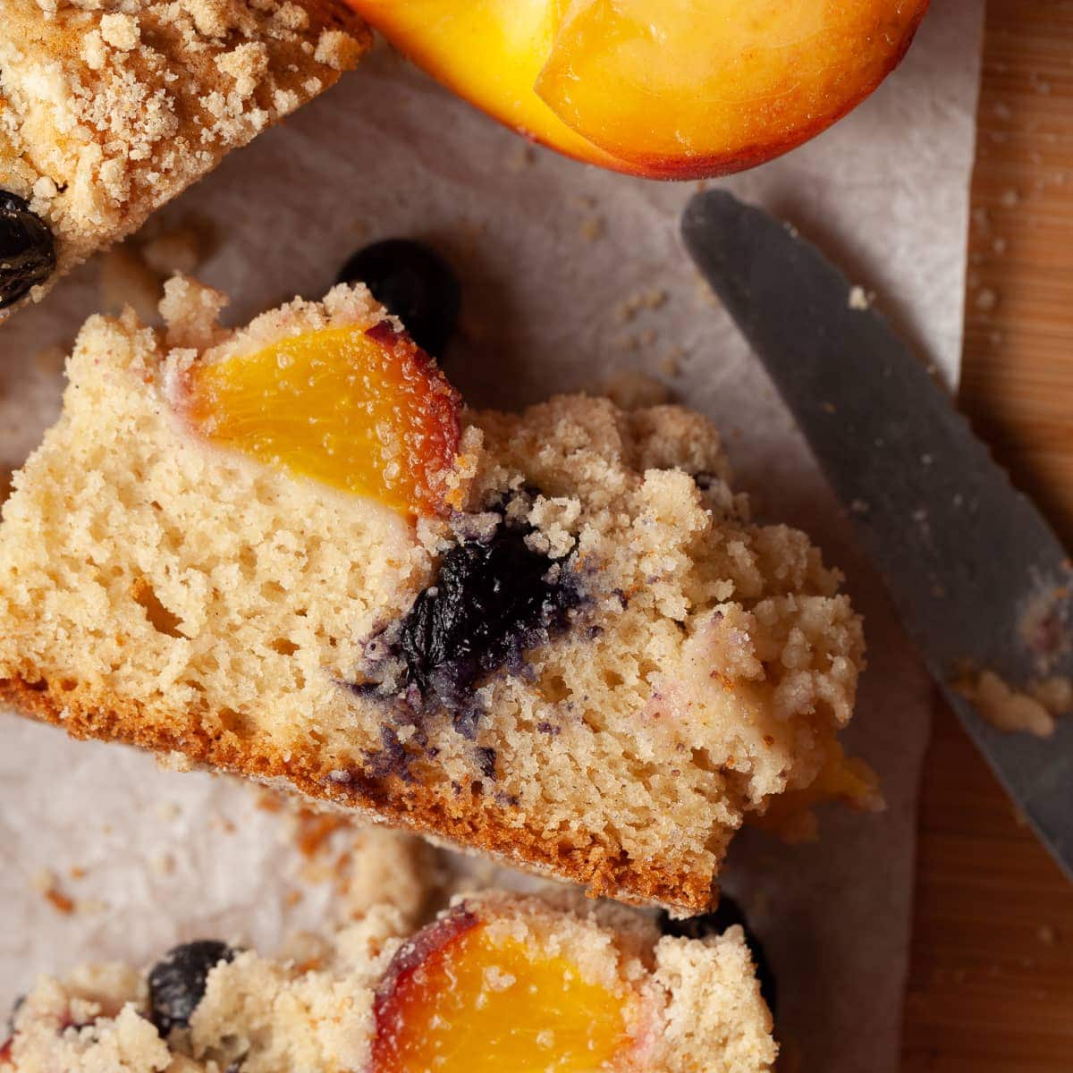 Gluten-Free Peach Blueberry Coffee Cake